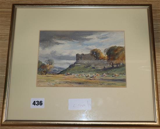 David West (1868-1936), watercolour, Duffus Castle signed, 14 x 20cm.